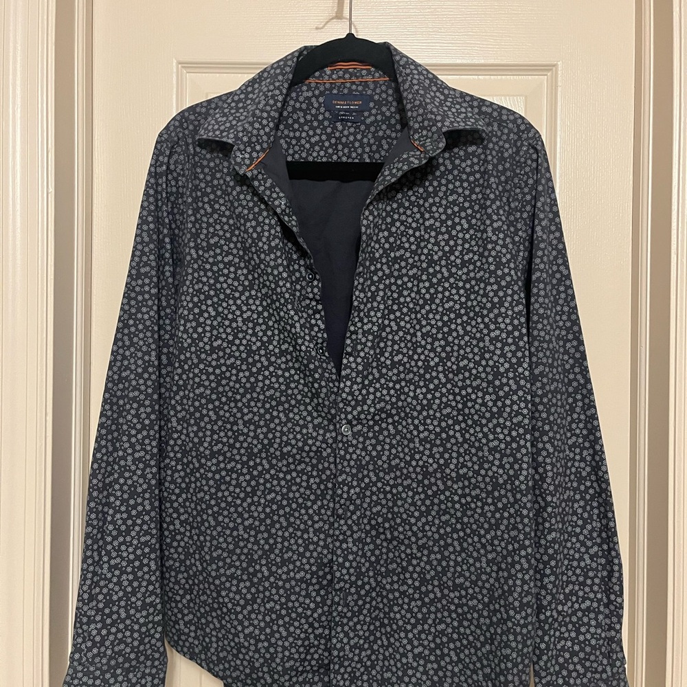 Denim & Flower Dark Blue Floral Shirt